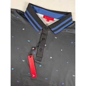 Redvanly‎ Langham Polo Shirt Mens XL Black All Over Print Golf NWT